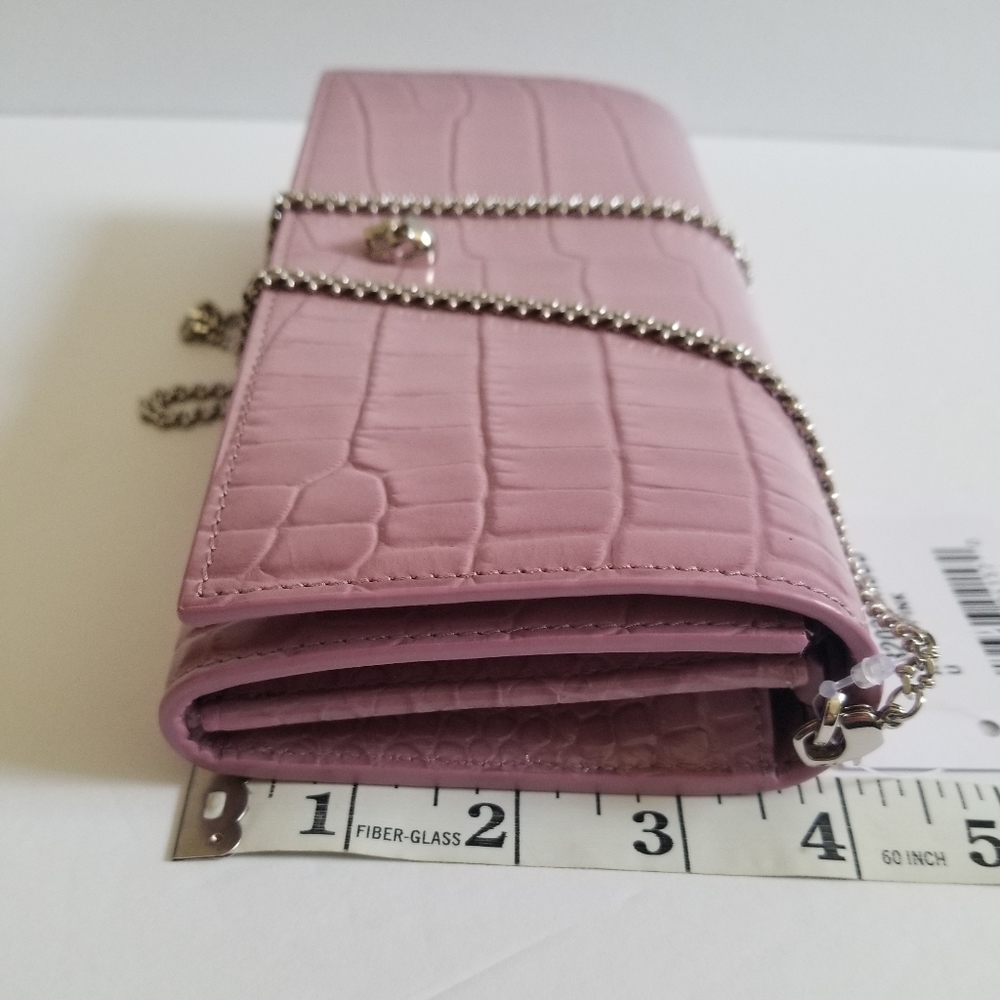 Alexander McQueen Croc-Embossed Leather Wallet-On-Chain Antic Pink - Picture 10 of 13